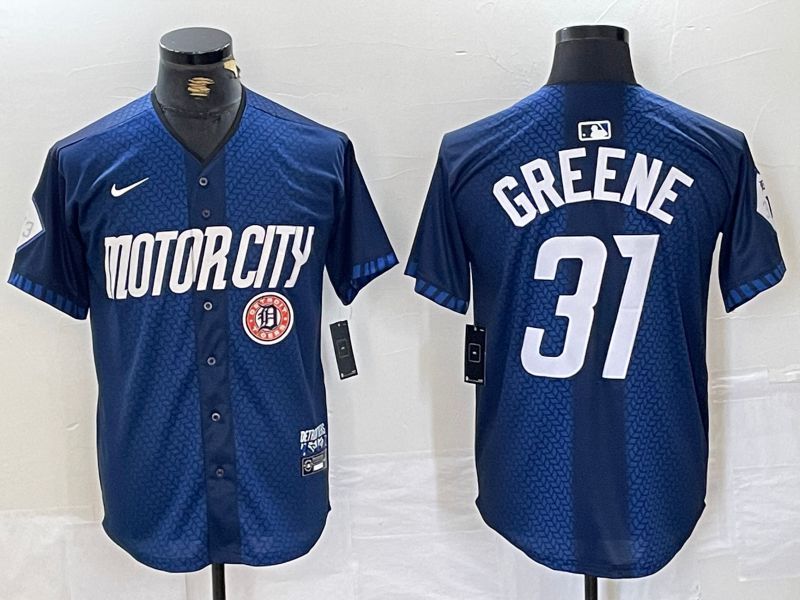 Men Detroit Tigers 31 Greene Blue City Edition Nike 2024 MLB Jersey style 4